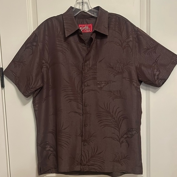Woody’s Retro Lounge Other - Woody’s Retro Lounge Brown Tropical Print Short  Sleeve Button down Shirt SZ Med